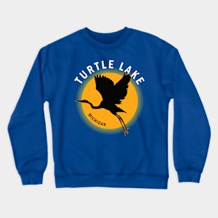 Turtle Lake in Michigan Heron Sunrise Crewneck Sweatshirt